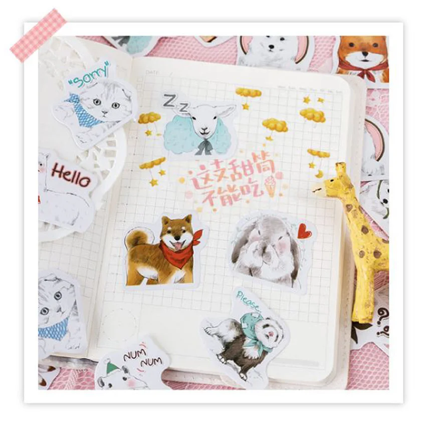 45 шт./кор. Kawaii Pet коллекция дневник мультфильм бумажные декоративные наклейки