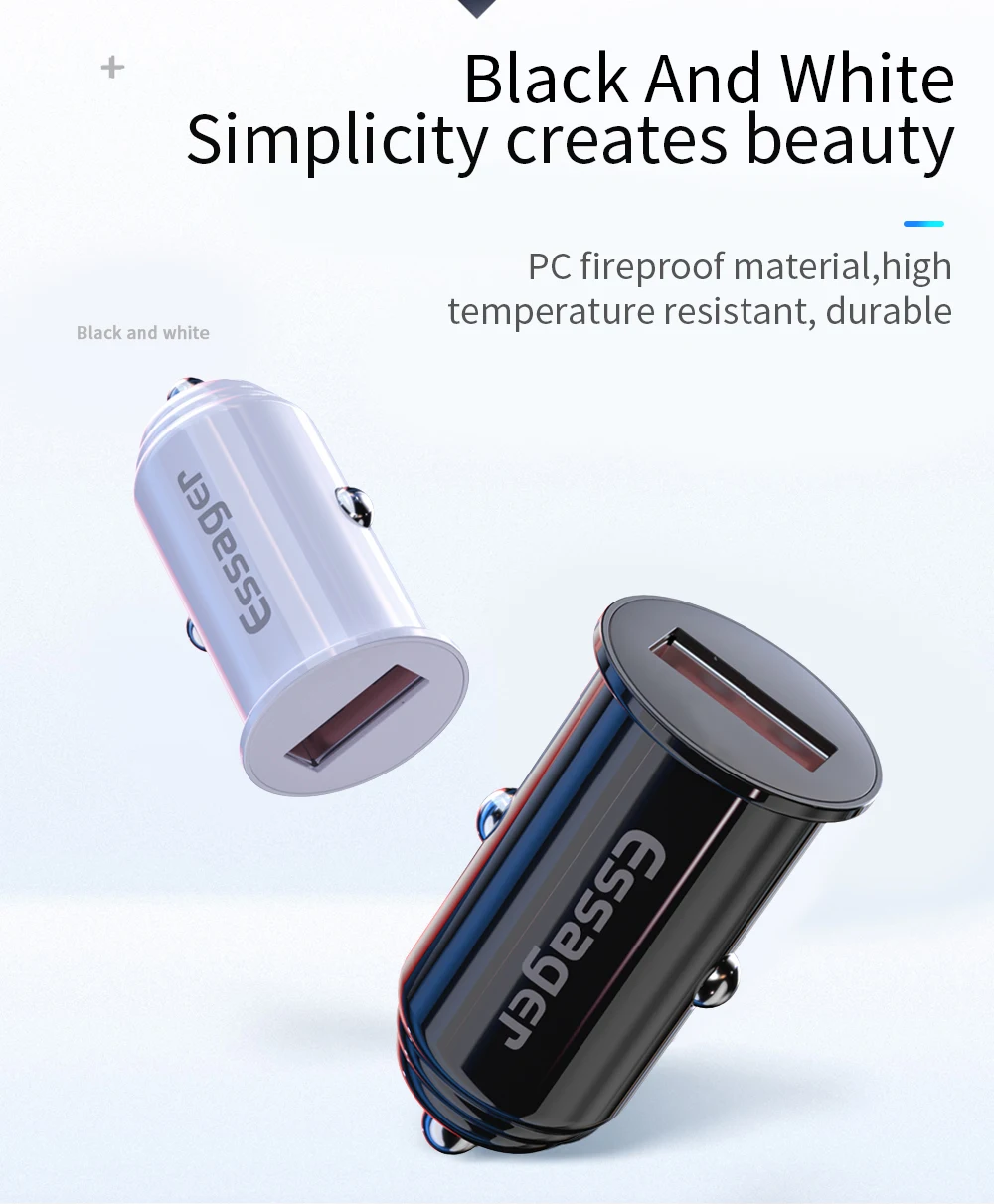 Автомобильное зарядное устройство Essager mi ni USB Quick Charge 3,0 Автомобильное зарядное устройство для телефона для Xiaomi mi samsung iPhone QC3.0 QC Быстрая зарядка для мобильного автомобиля