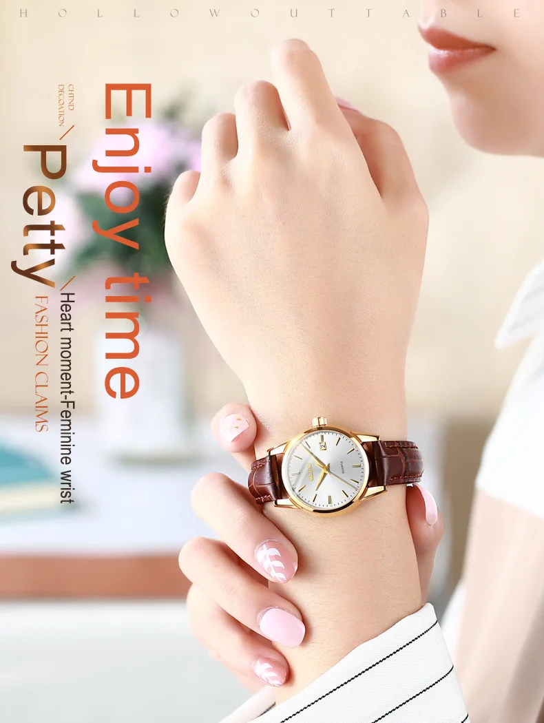 OLEVS Простые Модные женские часы relojes mujer кожа день с датой часы женские светящиеся руки водонепроницаемые Wist часы