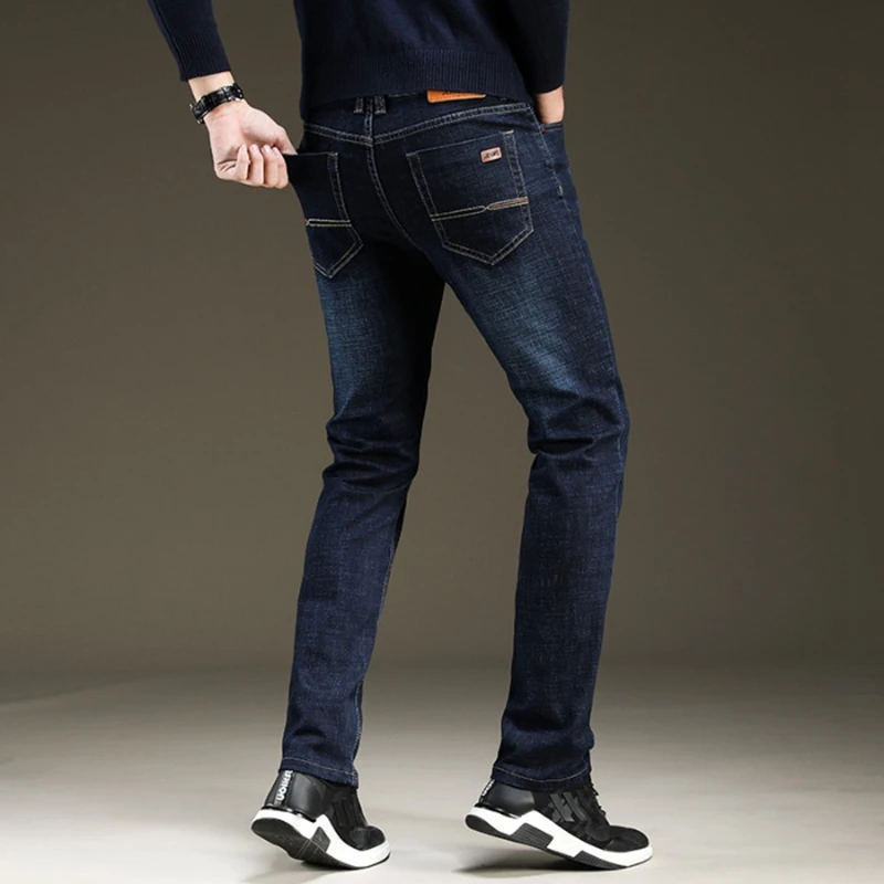 New Men's Slim Elastic Jeans Fashion Business Classic Style Skinny Denim Pants Trousers Male | Мужская одежда