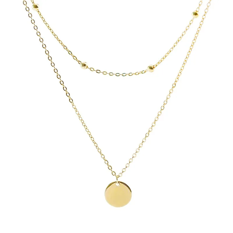 

Fine Fashion Round Bead Double Layer Round Piece Necklace Women's Design Temperament Clavicle