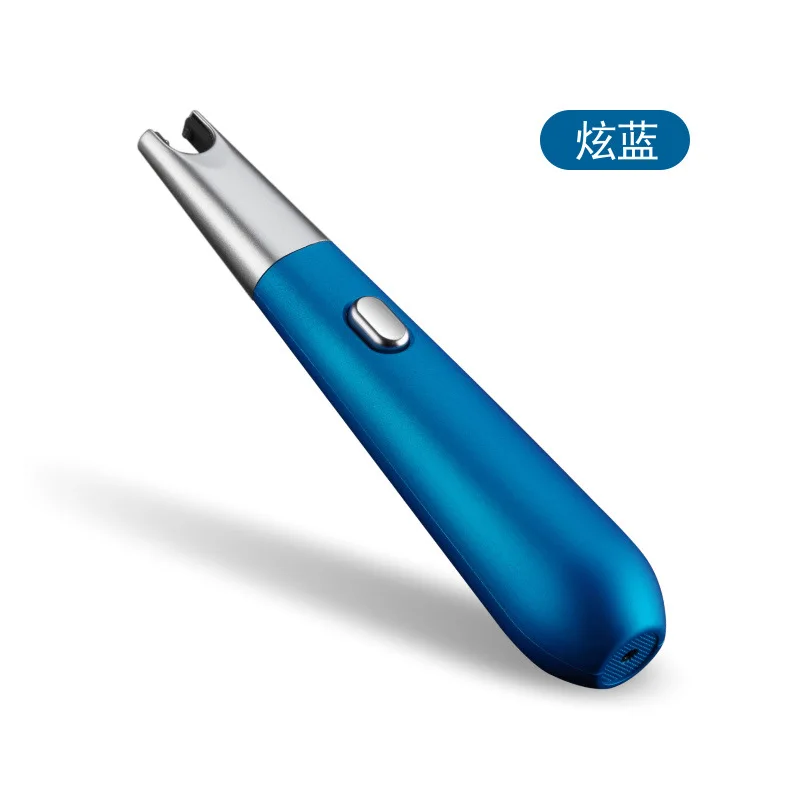 blue Длинная плазменная дуговая Зажигалка для барбекю, ветрозащитная электронная заряжаемая через USB Сигарета, электрическая зажигалка, металлический фонарь Зажигалка для свечей - Цвет: blue