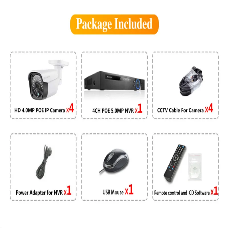 Ip-камера видеонаблюдения 4 канала NVR Poe |
