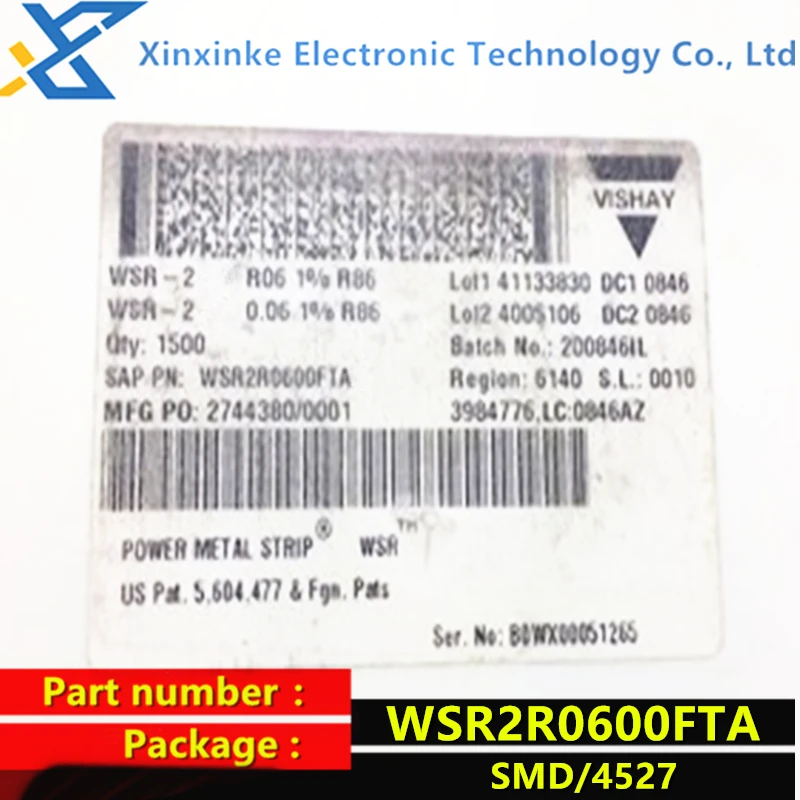 WSR2R0600FTA WSR-2 0.06R 1% 4527 75PPM 2W 60mOhms чувствительный резистор-SMD 2 Вт 0 06 Ом Новый