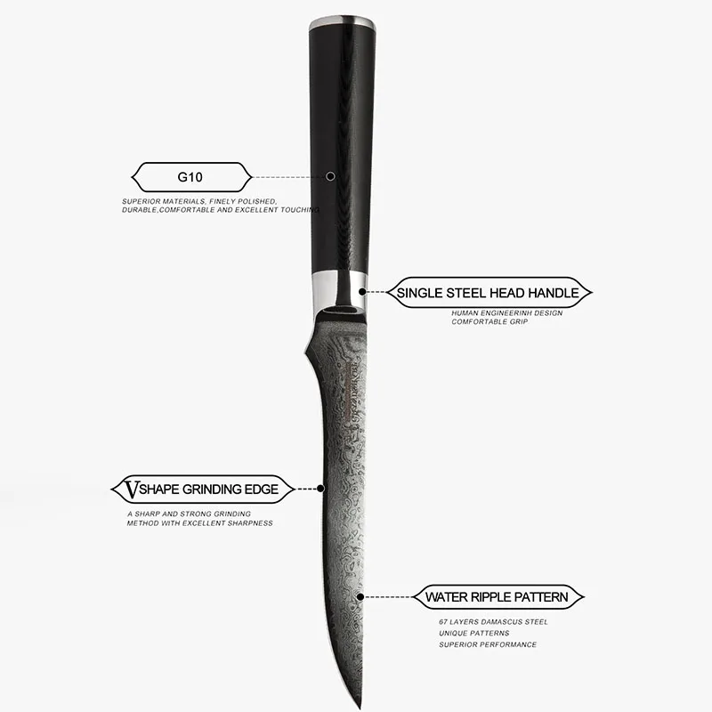 

New 6 Inch Boning Barbecue Knives 67 Layers Japanese VG10 Damascus Steel Cleaver Kitchen Knife Very Sharp Cooking Tools Gift Box