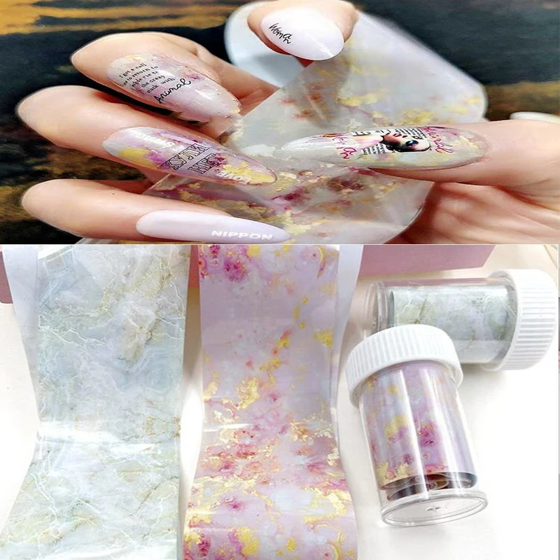

1 Roll Nail Foils Sticker Decals 4x10cm Foils Transfer Sticker 2 Styles Marble Design Foil Sticker DIY Nail Tips Wrap Slide Foil