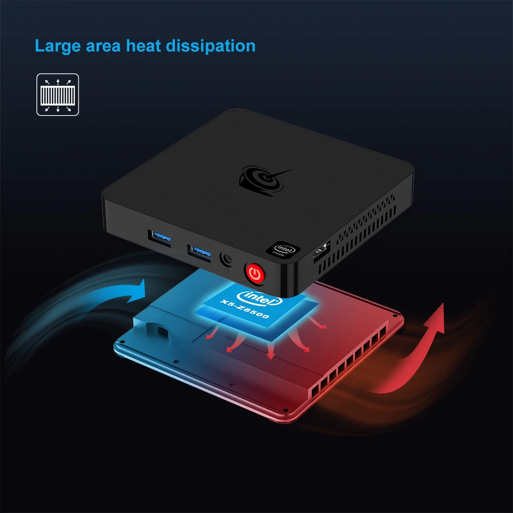 Мини-ПК Beelink T4 Intel Atom x5-Z8500 HD graphics 600 2,4G 5,8 GHz WiFi 1000Mbps двойной USB3.0 поддержка 4K 30fps 4GB 64GB