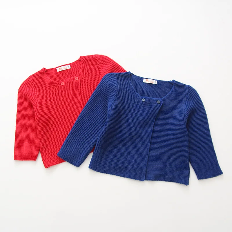 Синий Свитер Кардиган для девочек Детская школьная Весенняя верхняя одежда