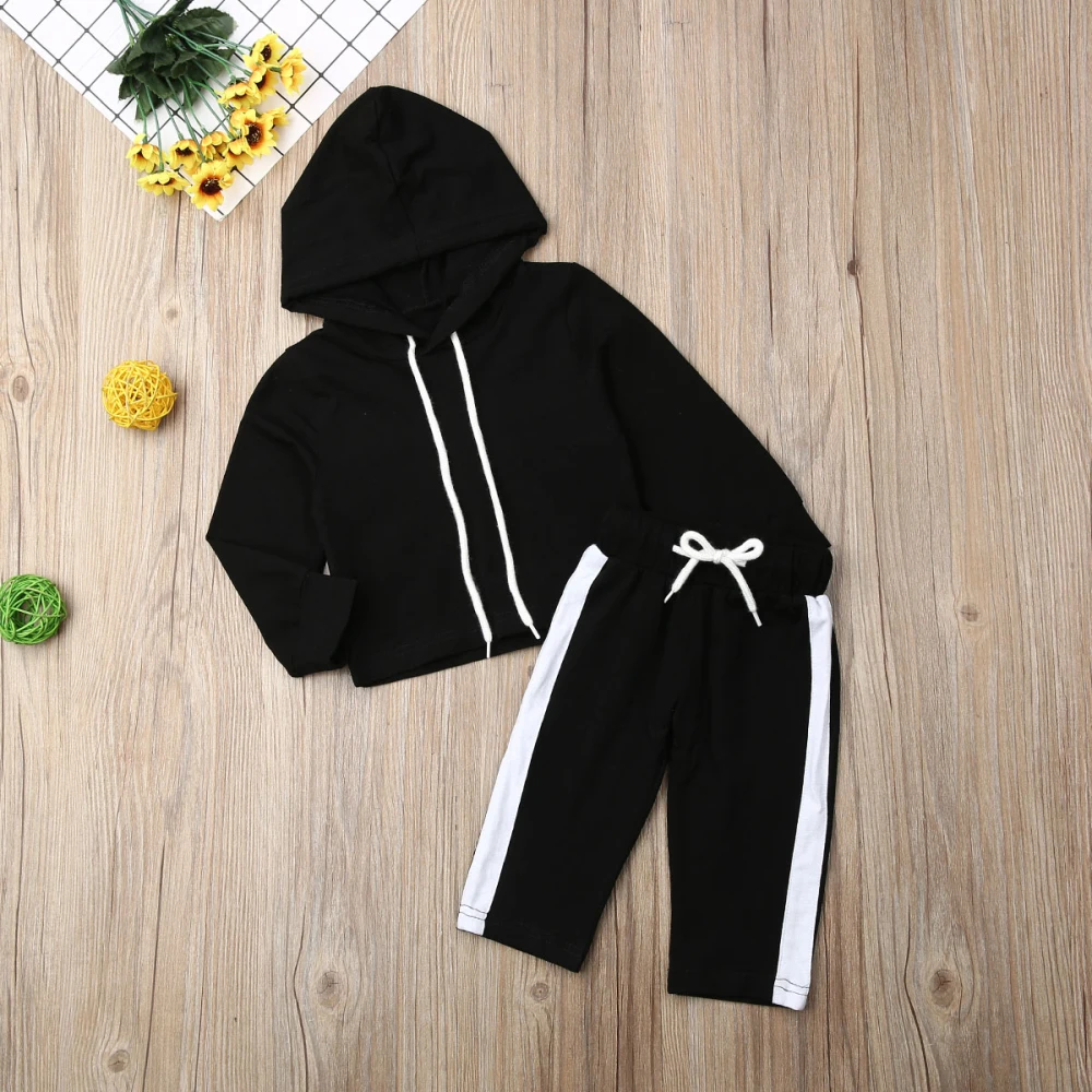 Новый Дети для маленьких девочек Детская осенняя одежда с капюшоном топ