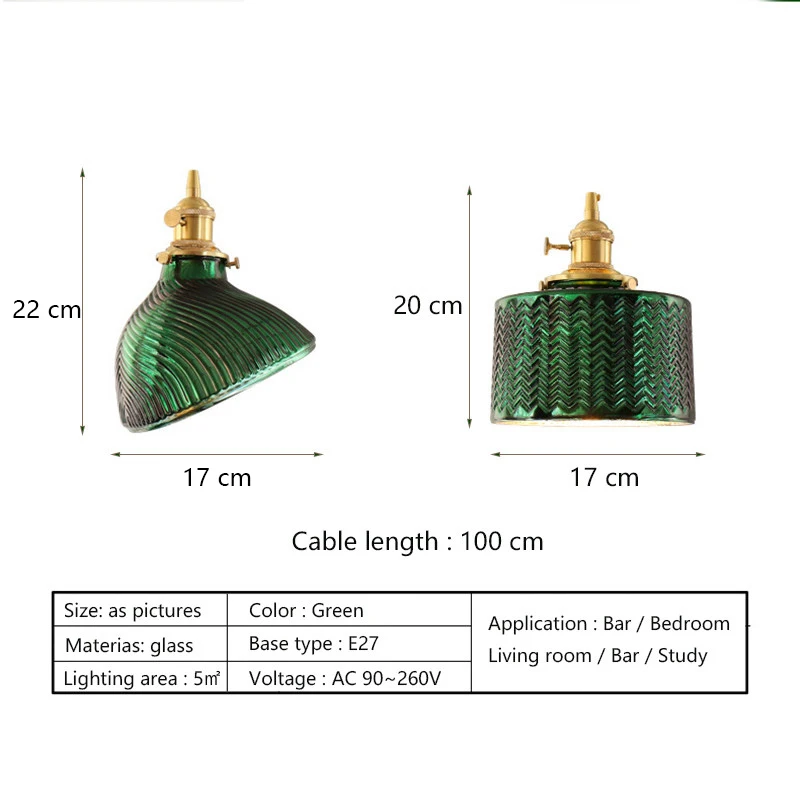 

New Nordic Minimalist Glass Pendant Lighting Creative Personality Decoration Green Japanese Led Hanging Lights E27 Brass