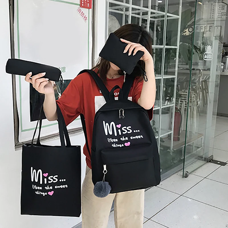 4 шт./компл. Для женщин школьные женские сумки рюкзаки для девочек-подростков