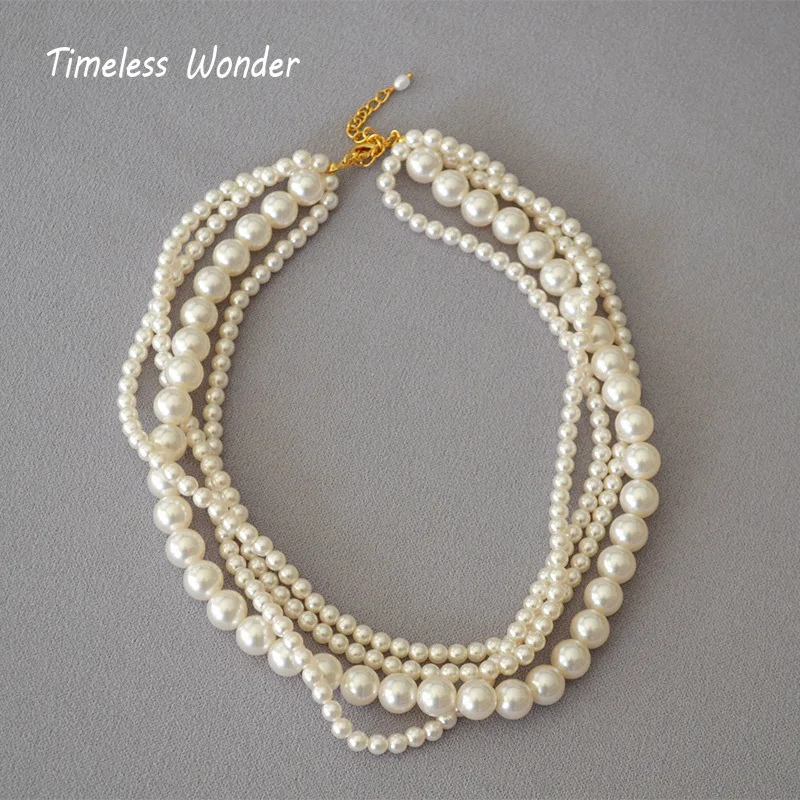 

Timeless Wonder Glam Layered Imitation Pearl Statement Necklace for Women Designer Ins Party High Quality Gift Emo Sweet 4345