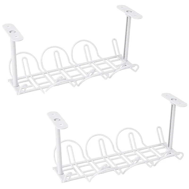 

Desk Cable Management 2 Pack Cable Management Tray Wire Cable Tray Organizer for Office & Home, White