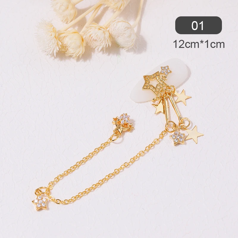 1 шт. металлические Стразы для ногтей Золотая висячая цепочка Подвески украшения