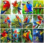 5D алмазная вышивка сделай сам, полноразмернаякруглая картина с попугаями, мозаика с птицами, Набор для вышивки крестиком, домашний декор для стен, подарок