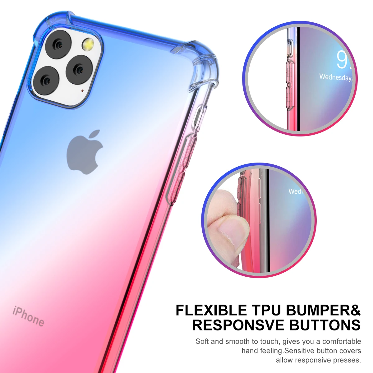 Для iPhone 11 Pro Чехол Мягкий силиконовый градиентный цвет ТПУ противоударный