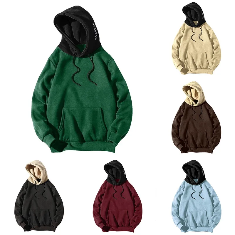 

Men's Hoodies 2020 Spring Autumn Male Casual Hoodies Sweatshirts Men's Solid Color Patchwork Pullover Sweatshirt Tops