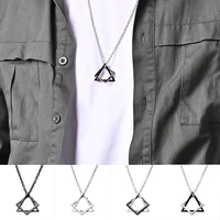 hip hop square triangle interlocking pendant necklace for men boys teens geometric pendant chains for men fashion jewelry gifts