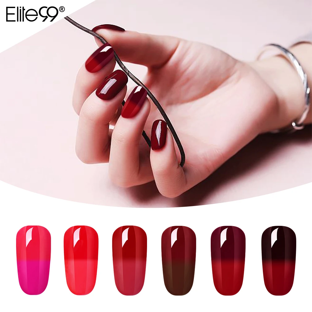 Elite99 цвет красного вина Температура Цвет-изменение гель для ногтей замочить от