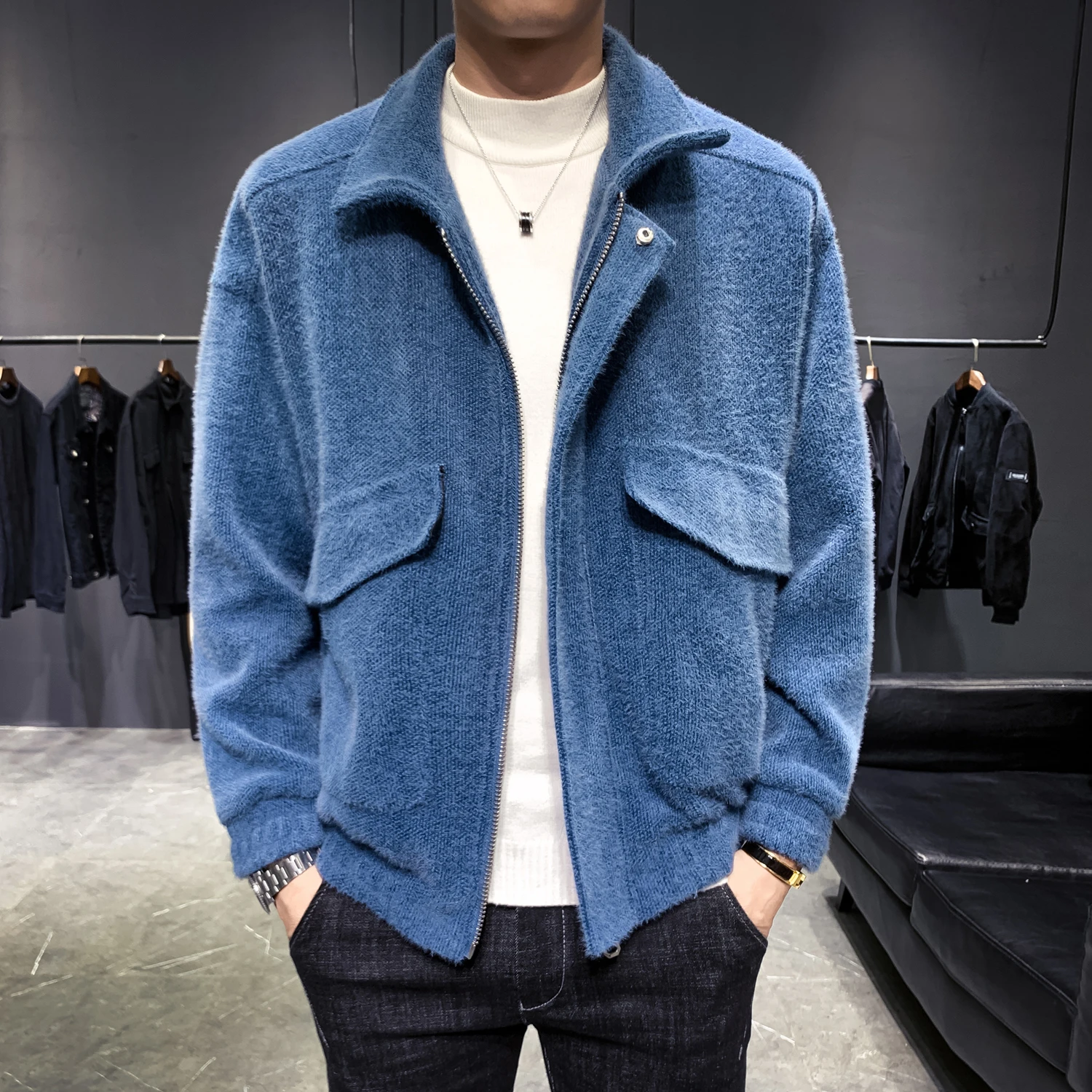 Новинка Зима 2019 модная одежда в меховом стиле короткое повседневное шерстяное