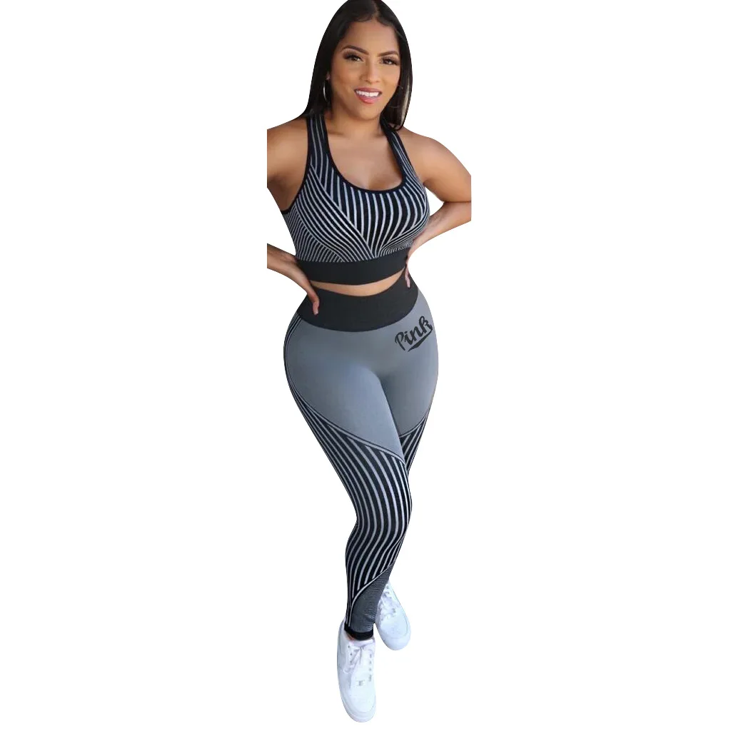 

2021 Hot Deals Women Pink Clothing Vintage Casual 2 Piece Sets Summer Pullover Tank Top High Waist Pants Sweatpants Sportswear