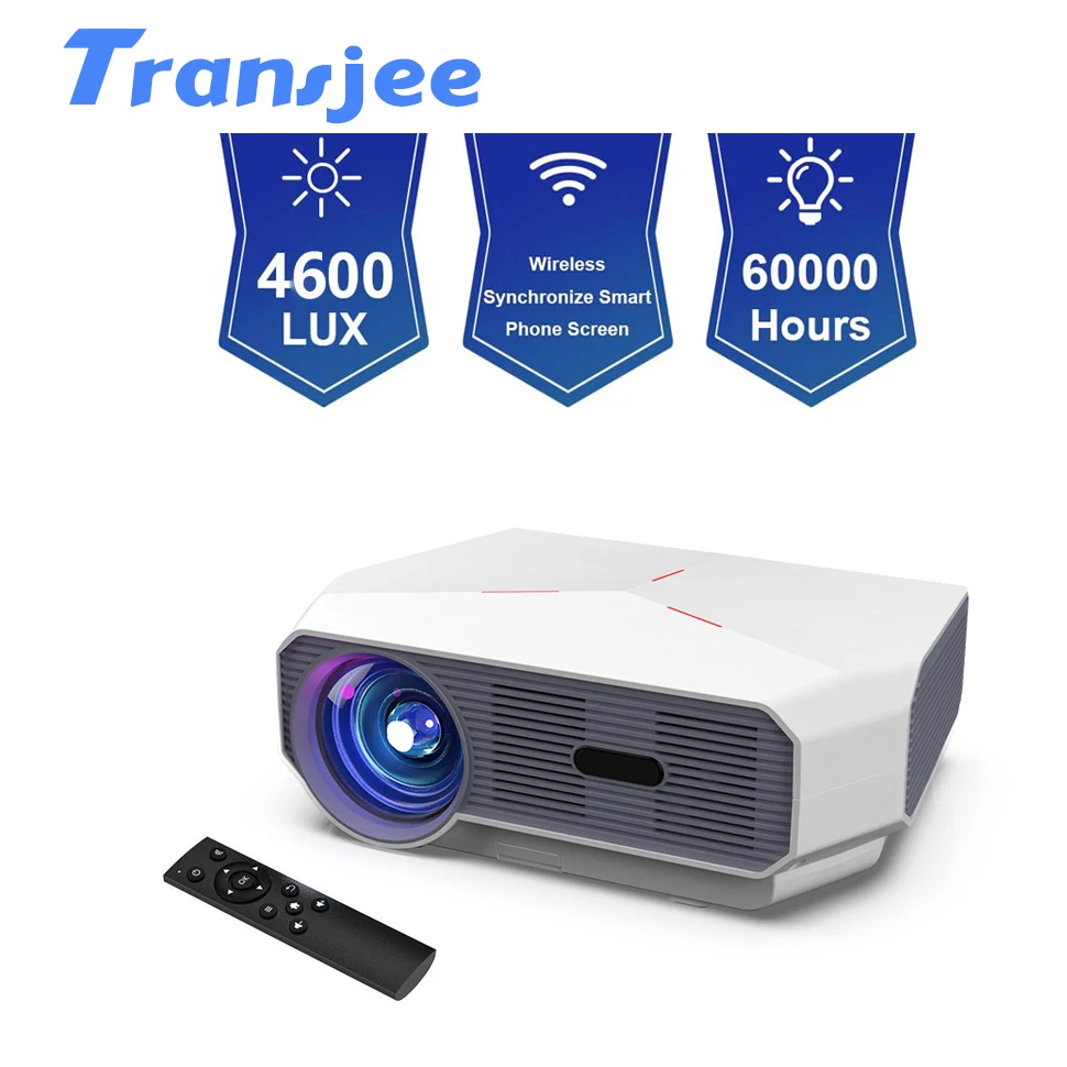 Светодиодный проектор TRANSJEE 1280x720HD домашний кинотеатр 3D видео Поддержка 1080P 4600