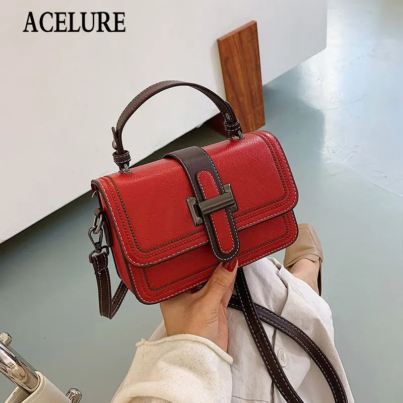 

ACELURE однотонные Сумки из искусственной кожи с клапаном для женщин, модные маленькие сумки на плечо, женские сумки через плечо, сумки для поку...