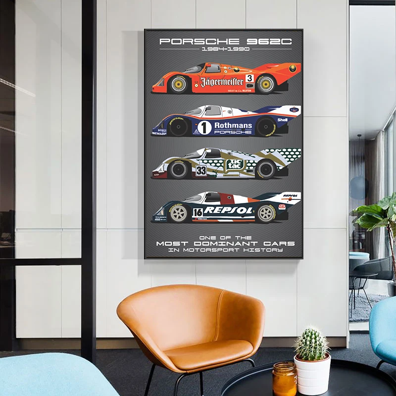 Классический гоночный автомобиль 1984-1990 Эволюция издание плакаты принты домашний декор настенная Картина на холсте Настенная картина Декор...