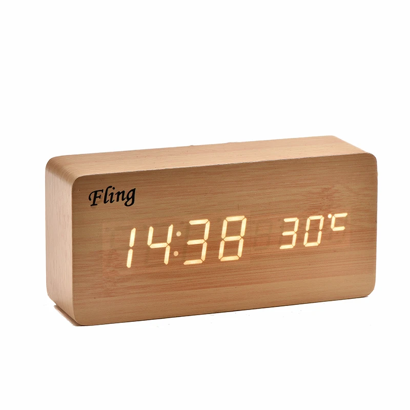 Электронные деревянные часы FLING светодиодные цифросветодиодный Смарт-часы с