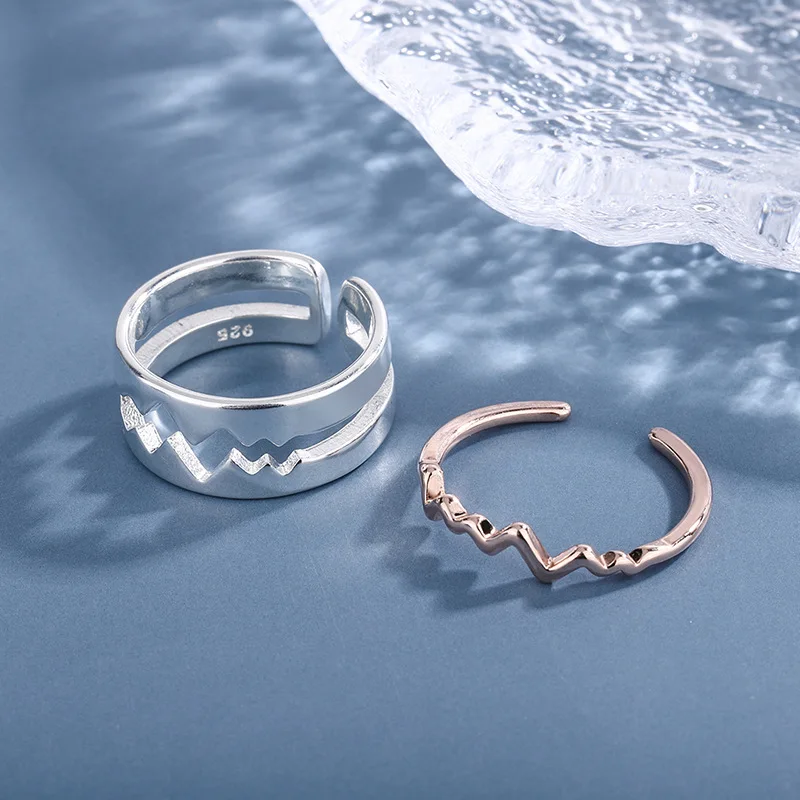 YIZIZAI кольцо с электрокардиограммой "Heart Beat" для мужчин и женщин, сочетающее в себе эмоции и настроение, парные кольца серебристого цвета, ювелирные подарки