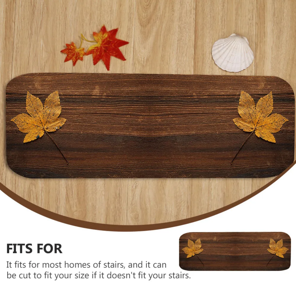 

5pcs Stairs Mats Maple Leaf Plank Pattern Anti-slip Stairs Protection Cover Rug