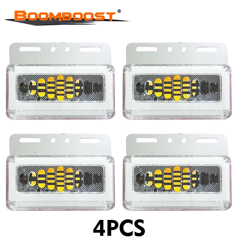 4 PCS 6D Turn Signal Driving Warning Light LED Waterproof Glued 24V 55W Ground side light White/Red/Yellow/Green/Blue