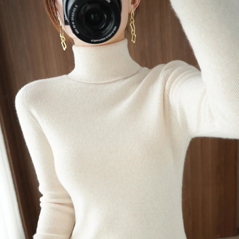 

Женская Повседневная Осенняя водолазка, Модная элегантная нижняя рубашка, Женские однотонные свитера с лацканами, Женский пуловер с длинны...