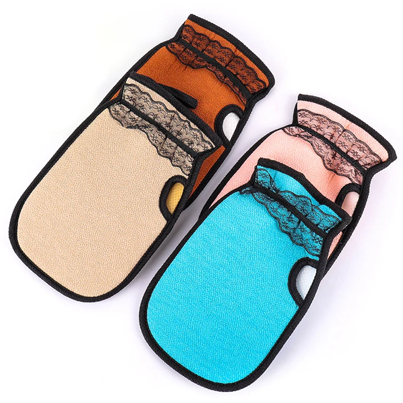

Lace Shower bath gloves exfoliating wash skin mitt massage loofah body scrubber