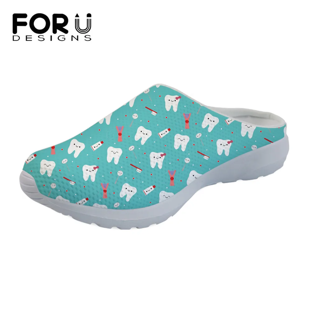 

FORUDESIGNS Summer Breathable Women Sandal Cartoon Teeth Brand Design Female Casual Home/Beach Flats Slippers Zapatos de Mujer