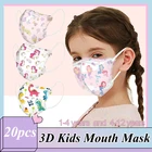 Маска для лица мультяшная KN95 для детей, 4 слоя ткани, 3D принт, одноразовая маска для детей, для девочек, Ffp2, 20 шт.