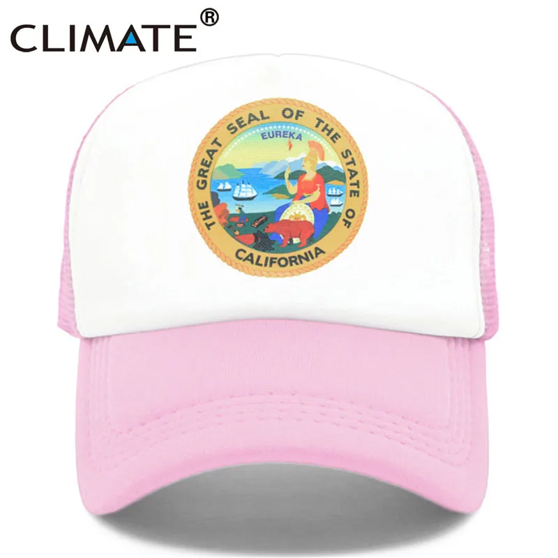 Клиника Калифорнийского грузовика, Кепка с флагом California, медведь, кепка s, хип-хоп, мужская, женская, забавная Кепка, бейсбольная кепка, крутая, летняя, сетчатая Кепка - Цвет: Pink Cap