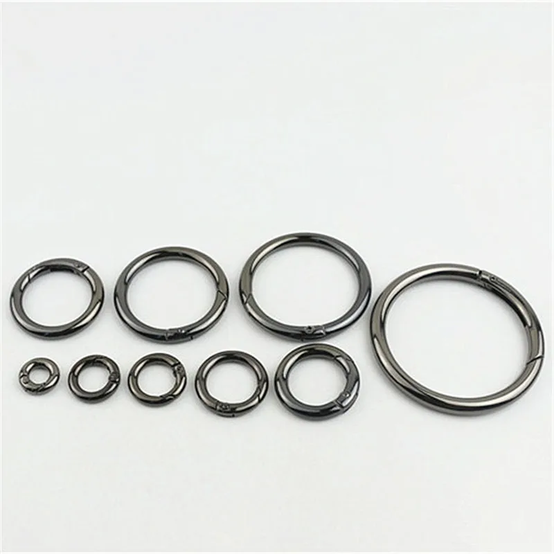 30pcs 10-50mm Metal Spring O Dee Ring Openable Keyring Trigger Snap Clasp Clip Bag Belt Strap Chain Buckles Accessories