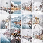 Алмазная живопись 5D сделай сам, картина с полными квадратнымикруглыми стразами, зимний пейзаж, 3D вышивка крестиком, стразы, мозаика, домашний декор