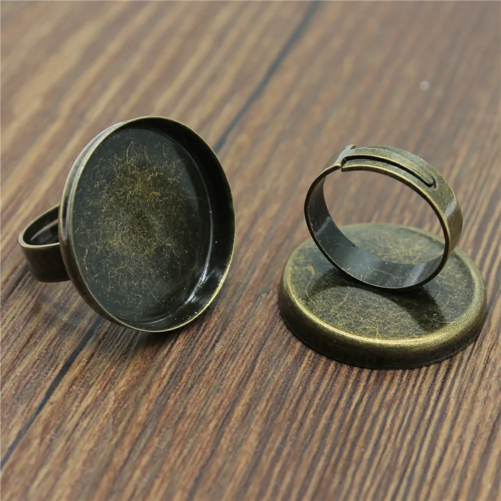 

5pcs Adjustable Ring Settings Base High Quality Copper Material Ring Settings Blank Base Fit Round Glass Cabochon 25mm