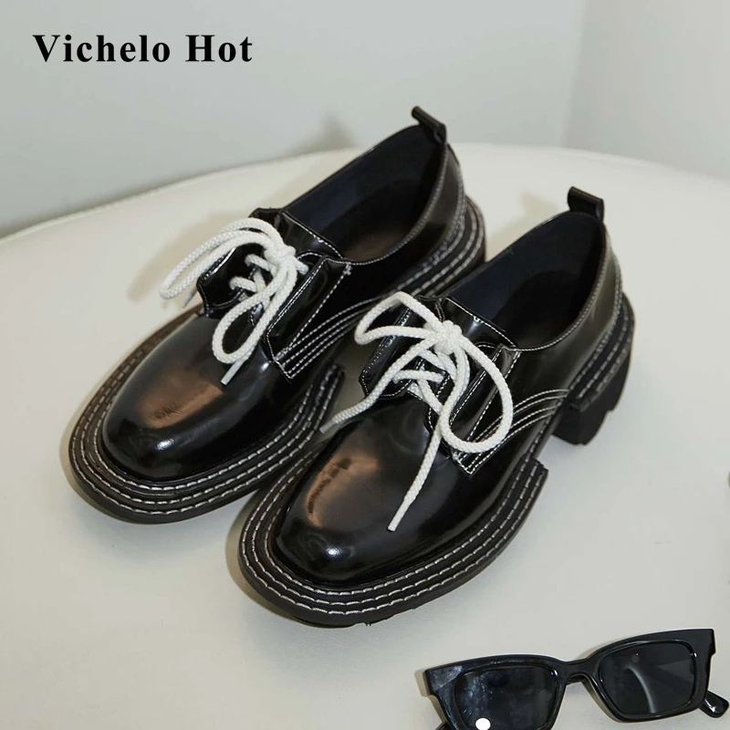 

Vichelo Hot preppy style high quality convenient round toe sneaker lace up sewing superstar neutral fashion vulcanized shoes L12