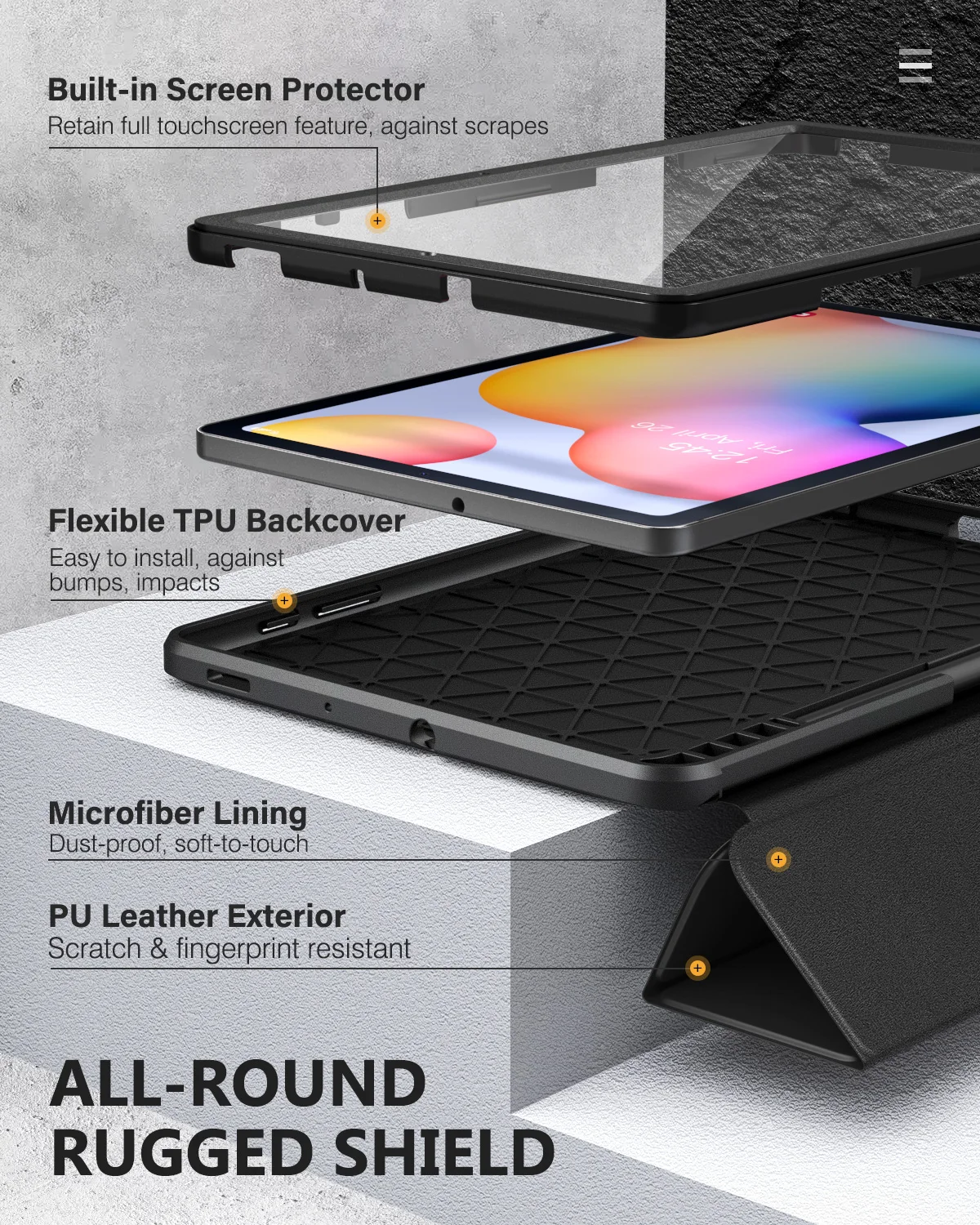 case for samsung galaxy tab s6 lite 10 4 2020 sm p610p615 built in screen protector full body shockproof case smart shell free global shipping