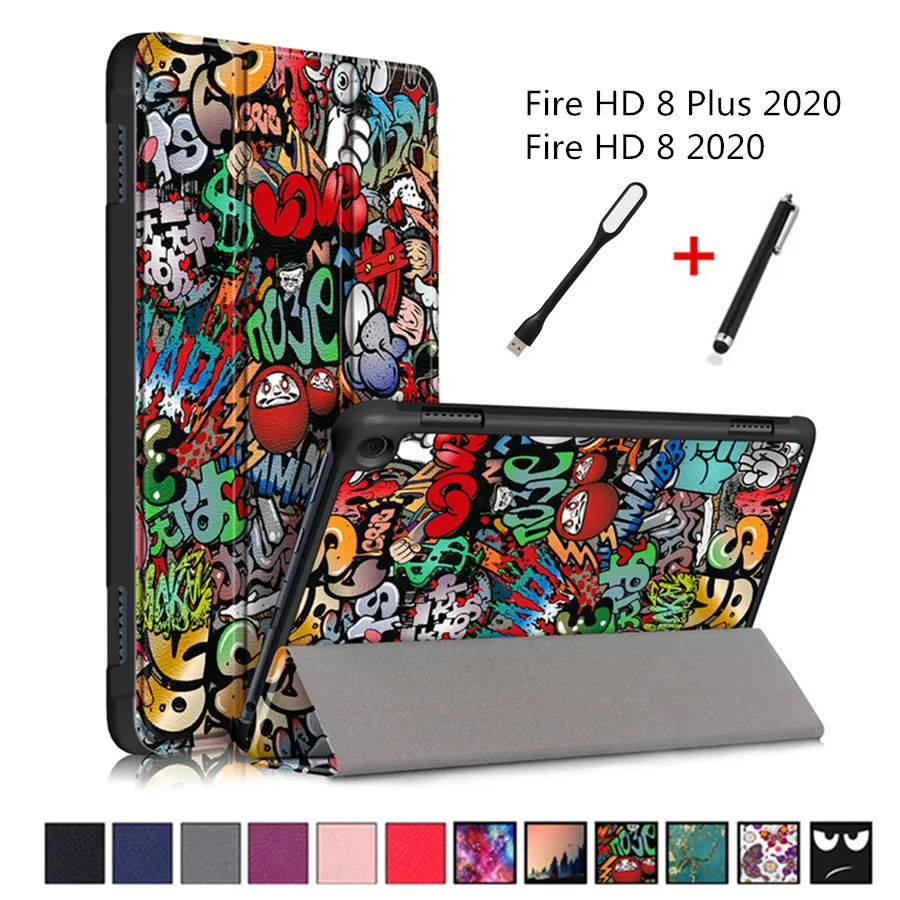 Чехол для Amazon Kindle Fire HD 8 Smart Cover For fire Plus 2020 Funda ультратонкий складной кожаный чехол