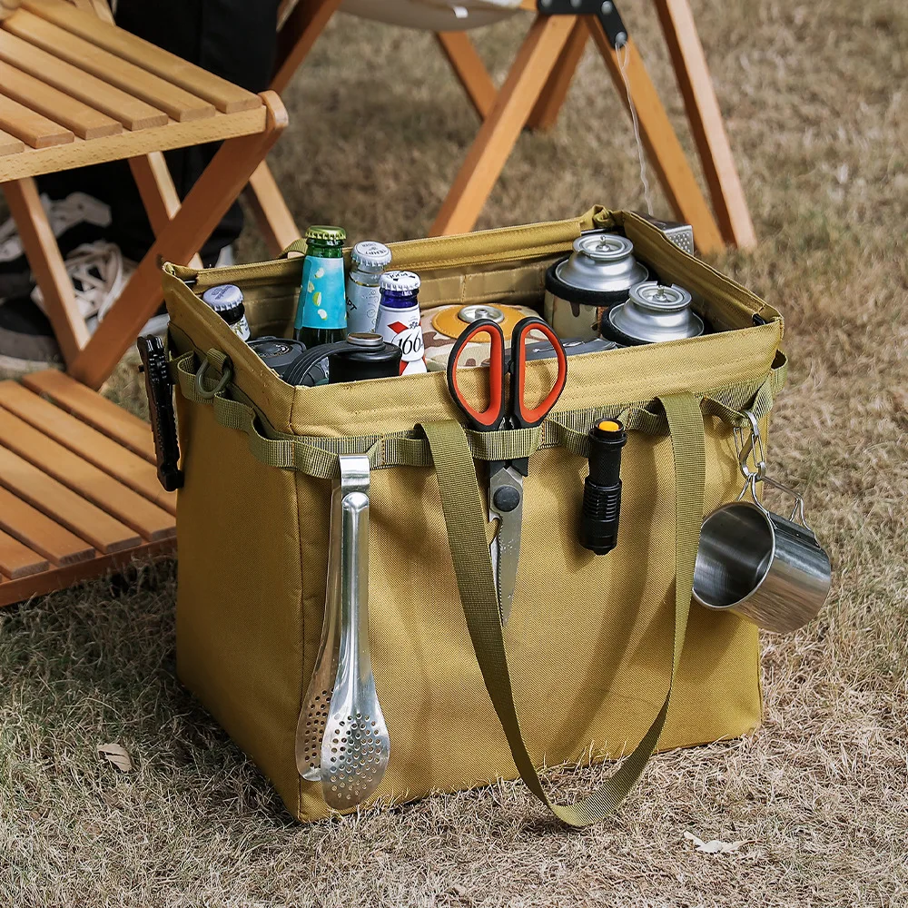 Outdoor Glamping Folding Storage Box Camping Storage Tool Container Large Capacity Tote Bag Home Shopping Picnic Firewood Pouch