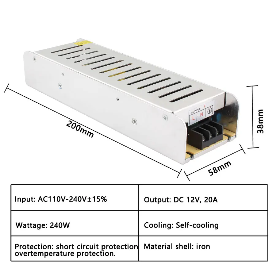 12 V Питание 220 В до 3A 5A 10A 15A 30A светодиодный драйвер переменного тока