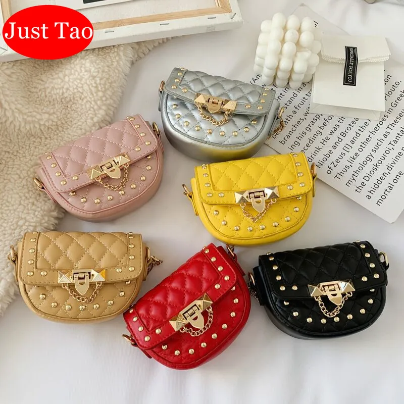 

DHL Free Shipping! Just Tao 2020 new arrival Shoulder bags for Toddlers Small rivet bags Kids MIni coin wallets Baby bag JTD061