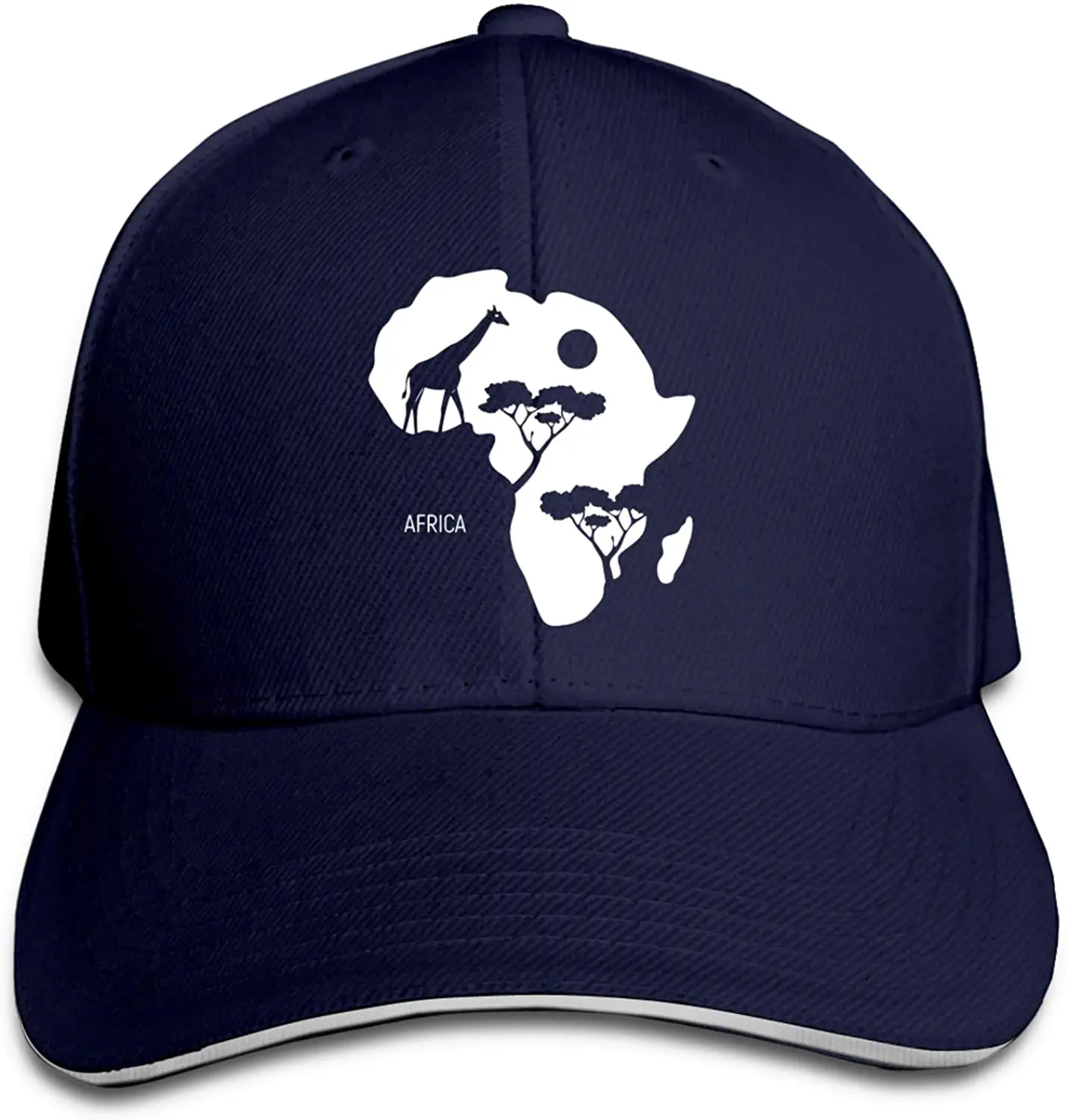 

Africa Silhouette Sandwich Hat Printed Baseball Cap Headgear Unisex Outdoor Casquette Black