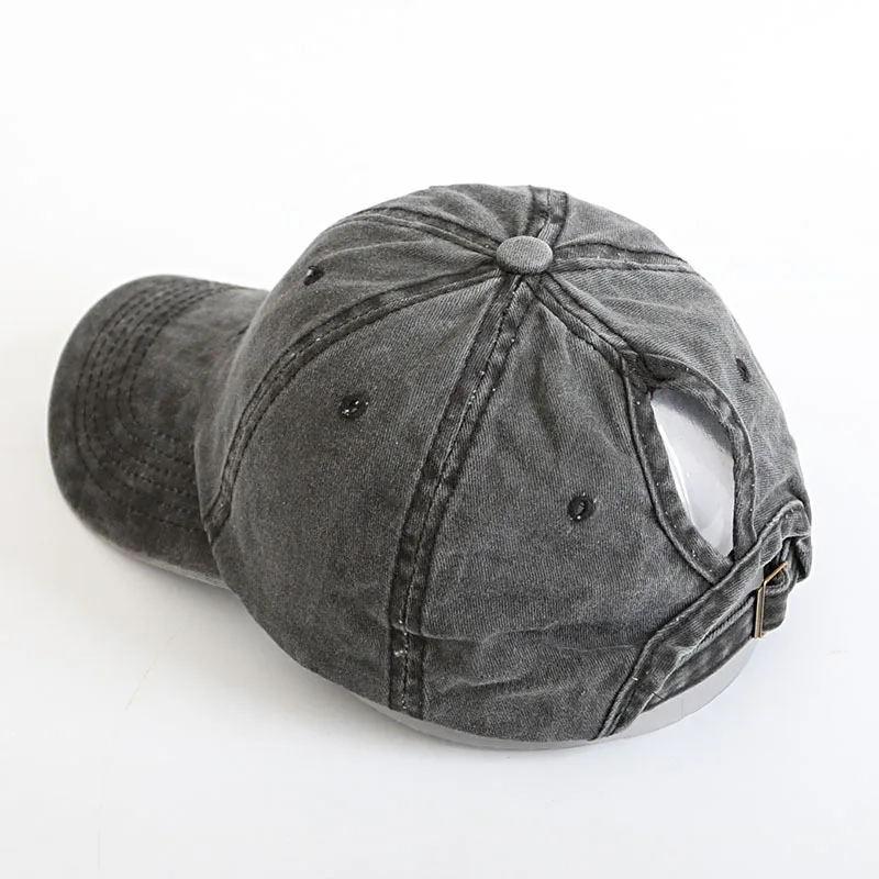 

2021 Ponytail Baseball Cap Messy Bun Hats For Women Washed Cotton Snapback Caps Casual Summer Sun Visor Female Outdoor Sport Hat