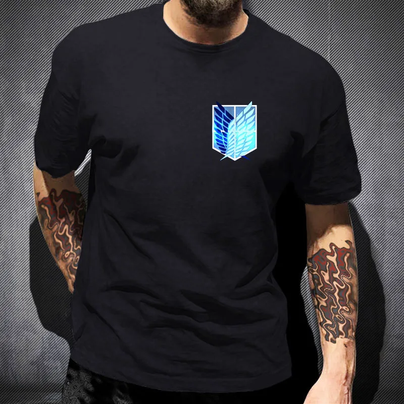 

Футболка мужская с коротким рукавом и принтом «атака на Титанов»