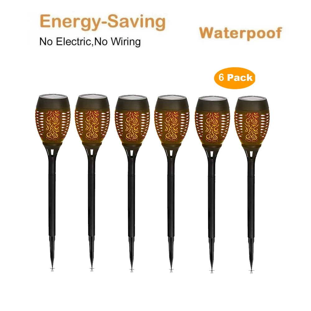 

6 pcs Solar Flame Flickering Garden LED light IP65 outdoor solar tiki torch light Spotlights Landscape Decoration led Lamp